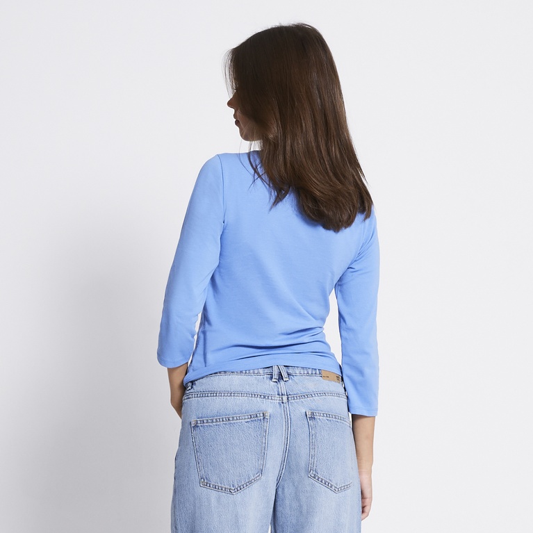 Boat neck 3/4 sleeve top "Desire" Blue